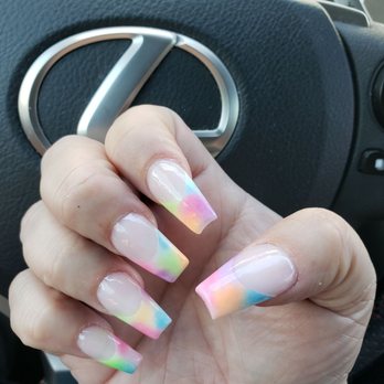 Cali Nails and Spa - Tye Dye tips. Andrew Desgin an New set by Ty - Nail Salons Near Me - Vacaville, California