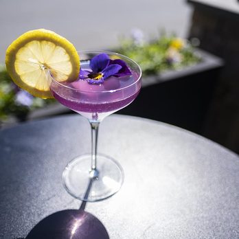 The Bunker - a purple cocktail with a slice of lemon - Bars Near Me - Clifton Park, New York The Bunker - a purple cocktail with a slice of lemon - Bars Near Me - Clifton Park, New York