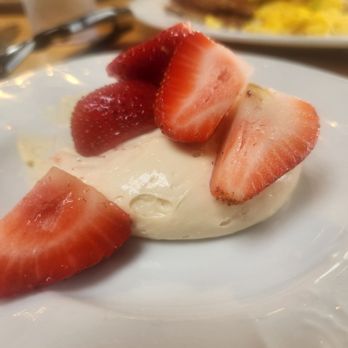 The White Sheep - Strawberry cheesecake pancake topping. - Breakfast & Brunch Near Me - Orland Park, Illinois