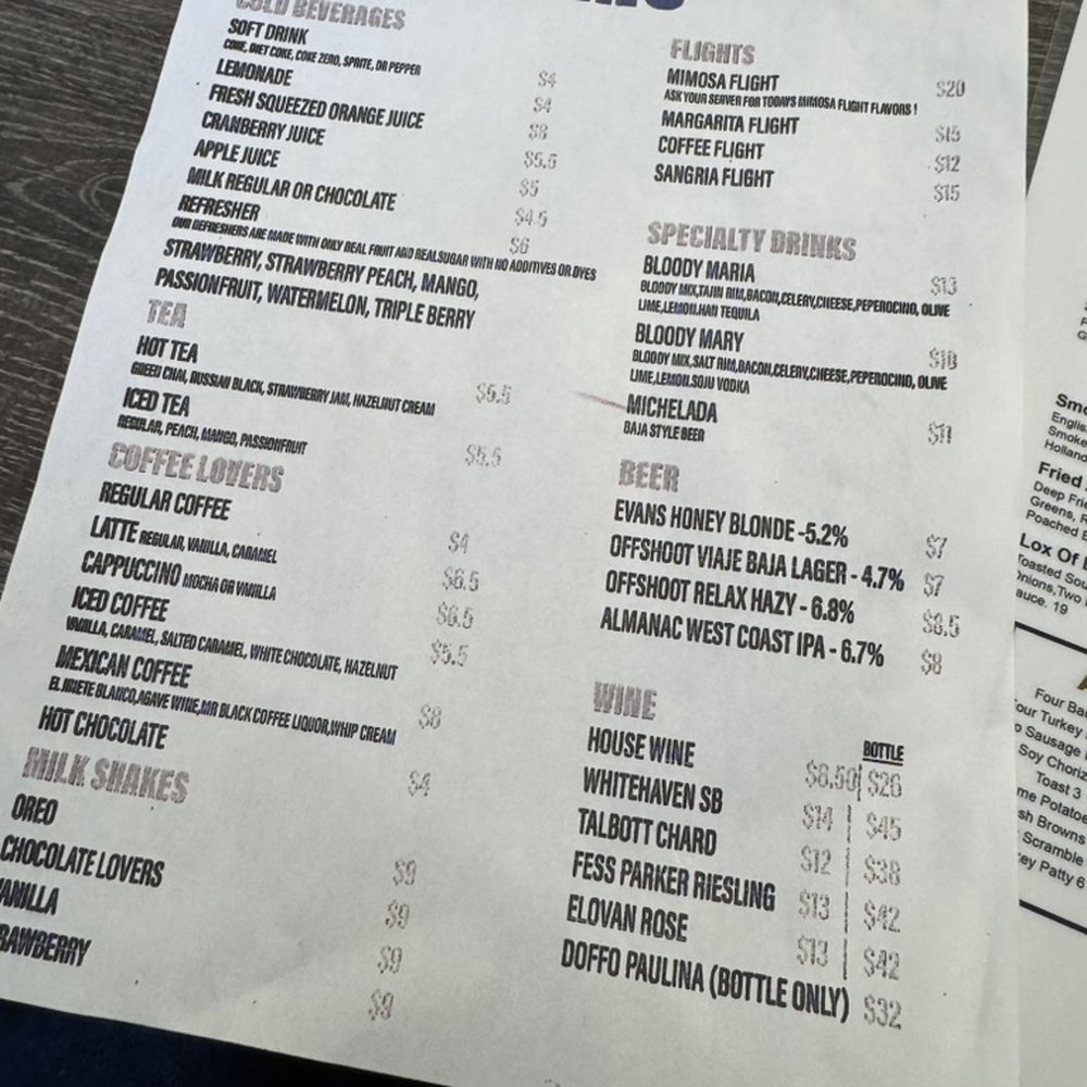 The Brunch House - Drink menu - Breakfast & Brunch Near Me - Temecula, California