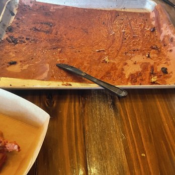 Caldwell County BBQ - Our empty meat tray. So delicious no leftovers! - Barbeque Near Me - Gilbert, Arizona