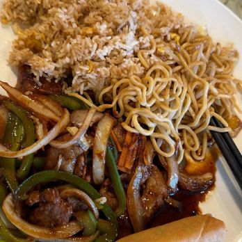 Dynasty Restaurant - Mongolian beef lunch special. Chow mein, egg roll, fried rice. Delicious. - Dim Sum Near Me - Stockton, California