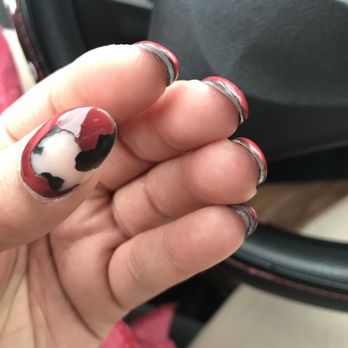 Nail Accents - You can see the acrylic and black undercoat underneath the the red coat smh she didn't cover the nail entirely - Nail Salons Near Me - Atlanta, Georgia Nail Accents - You can see the acrylic and black undercoat underneath the the red coat smh she didn't cover the nail entirely - Nail Salons Near Me - Atlanta, Georgia