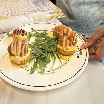 Fork & Kitchen - Fried eggs with seafood topping - Breakfast & Brunch Near Me - Rockville, Maryland