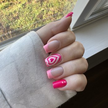 Golden Beauty Bar - Valentines nails, pink French tip, gel x - Nail Salons Near Me - Renton, Washington