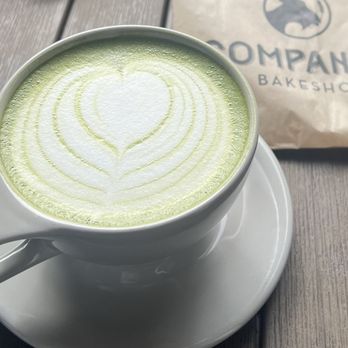 Companion Bakeshop - Matcha with Rose and Cardamom syrup - Bakeries Near Me - Aptos, California Companion Bakeshop - Matcha with Rose and Cardamom syrup - Bakeries Near Me - Aptos, California