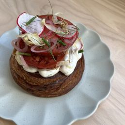 Tomato toast with fresh tzatziki