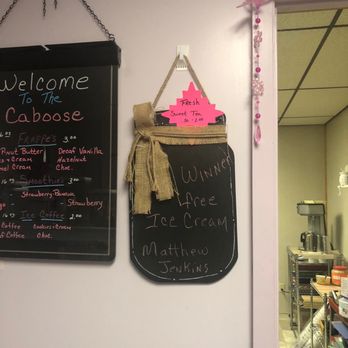 The Caboose - a chalkboard with a menu on it - Ice Cream & Frozen Yogurt Near Me - Orbisonia, Pennsylvania