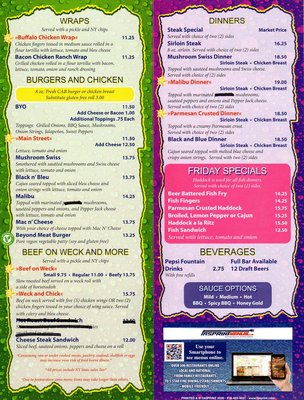 Menu photo 1 Main Street Grille Arcade, NY