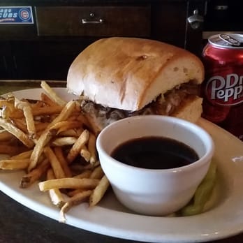Softails Bar And Grill - Huge Italian Beef with mozzarella cheese with grilled onions and peppers and hand cut french fries! - Sports Bars Near Me - Ladd, Illinois Softails Bar And Grill - Huge Italian Beef with mozzarella cheese with grilled onions and peppers and hand cut french fries! - Sports Bars Near Me - Ladd, Illinois