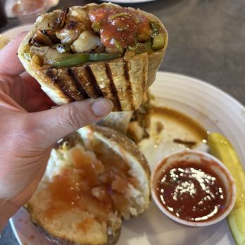 City Cafe Diner - Cajun Wrap with a baked potato, Side of Salsa (3 Oz), and a pickle - Desserts Near Me - Chattanooga, Tennessee City Cafe Diner - Cajun Wrap with a baked potato, Side of Salsa (3 Oz), and a pickle - Desserts Near Me - Chattanooga, Tennessee