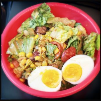 Just Salad - Balsamic chicken avocado salad (romaine, roasted chicken, avocado, corn, cage-free jammy egg, grape tomatoes, balsamic vinaigrette) - Salad Near Me - New York, New York Just Salad - Balsamic chicken avocado salad (romaine, roasted chicken, avocado, corn, cage-free jammy egg, grape tomatoes, balsamic vinaigrette) - Salad Near Me - New York, New York