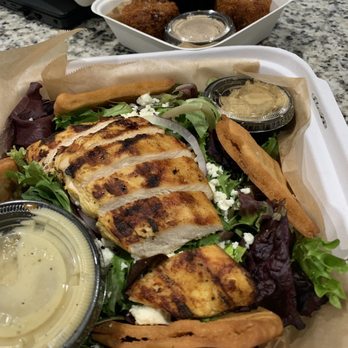 BB's - Tandoori Chicken Salad and crab cake order from door dash. SO YUMMY! - New American Near Me - Jacksonville, Florida