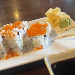 J Sushi - California roll with added masago on top