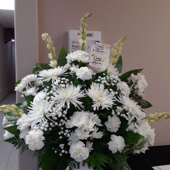 Forget Me Not Flowers - All White funeral flowers 75.00 - Florists Near Me - PHARR, Texas Forget Me Not Flowers - All White funeral flowers 75.00 - Florists Near Me - PHARR, Texas