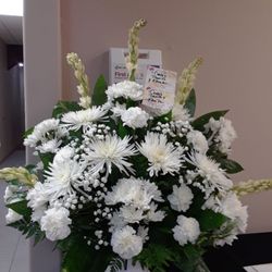 Forget Me Not Flowers - All White funeral flowers 75.00