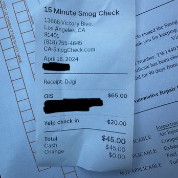 15 Minute Smog Check - Price with Yelp coupon - Smog Check Stations Near Me - Van Nuys, California