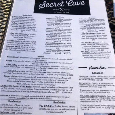 Menu photo 1 Secret Cove Restaurant Anacortes, WA Menu photo 1 Secret Cove Restaurant Anacortes, WA