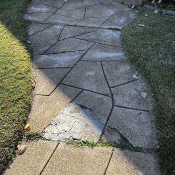 STL Stair Repair - Walkway before with cracked areas and discoloration - Masonry/Concrete Near Me