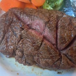 Pete's Place - This is how we got our filets. It came on the plate facing down. Trying to hide it.