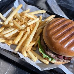 Bacon burger and fries