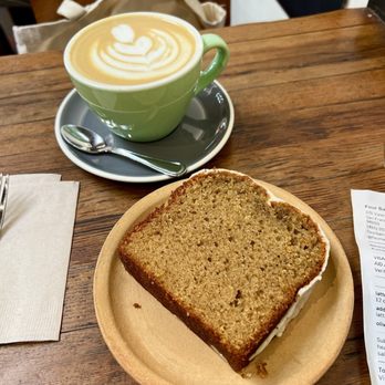 Four Barrel Coffee - caramel ganache latte, earl grey olive oil cake - Coffee & Tea Near Me - San Francisco, California Four Barrel Coffee - caramel ganache latte, earl grey olive oil cake - Coffee & Tea Near Me - San Francisco, California