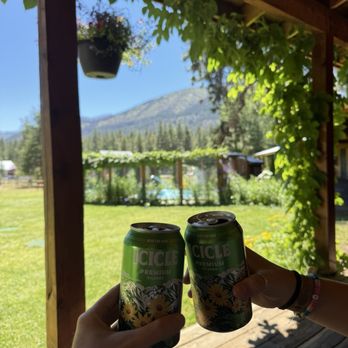 Mazama Ranch House - View from the porch facing the restaurant/brewery - Hotels Near Me - Winthrop, Washington