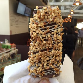 Popbar - Chocolate popgelato with white chocolate drizzle and hazelnut. Christopher very happy!! :) - Desserts Near Me - Anaheim, California