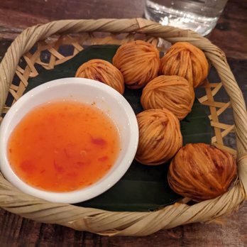 Wayla - Moo sarong (pork meatballs inside a fried noodle) - Thai Near Me - New York, New York