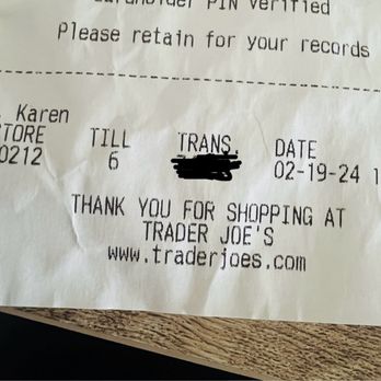 Trader Joe's - Receipt with date - Grocery Near Me - San Jose, California