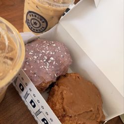Parlor Doughnuts - Blueberry lemon and French toast with a couple of cold brews