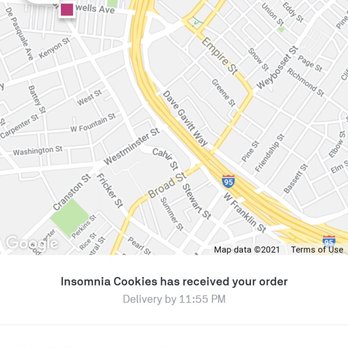 Insomnia Cookies - Got this update an hour after I called to see what was happening with my order. I didn't order through postmates - Desserts Near Me - Providence, Rhode Island Insomnia Cookies - Got this update an hour after I called to see what was happening with my order. I didn't order through postmates - Desserts Near Me - Providence, Rhode Island