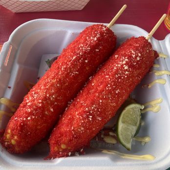 Tacos Don Perez - Hot Cheetos elote - Food Trucks Near Me - Silver Spring, Maryland