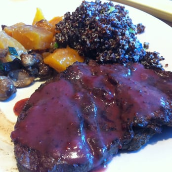Mitsitam Cafe - Grilled bison striploin ($16.65, 22.85 with 2 sides) - red currant sauce - American Near Me - Washington, DC, District of Columbia
