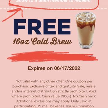 Cinnabon - Please note where it says SHOW To a team member. - Bakeries Near Me - West Covina, California