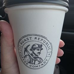 Roast Republic - Appropriate Black Diamond cup logo.