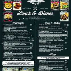 The Ponderosa Bar & Grill - Lunch/Dinner Menu Front Page