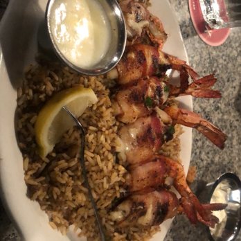 Pappadeaux Seafood Kitchen - Grilled Bacon wrapped Shrimp with dirty rice - Seafood Near Me - Phoenix, Arizona Pappadeaux Seafood Kitchen - Grilled Bacon wrapped Shrimp with dirty rice - Seafood Near Me - Phoenix, Arizona