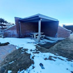 Pine Bluffs Visitor Center - It's too cold for a picnic today.