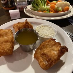 Sand Bar Lounge & Lanes - Cod fish dinner with mixed vegetables