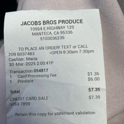 Jacob's Produce - They charged 22% card processing fee without notice.