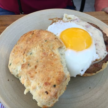 The Table - Sausage biscuit sandwich with an egg - New American Near Me - San Jose, California