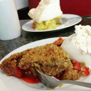Evelyn's Memory Lane Cafe - Strawberry rhubarb pie and lemon meringue pie! - Bakeries Near Me - High River, Alberta