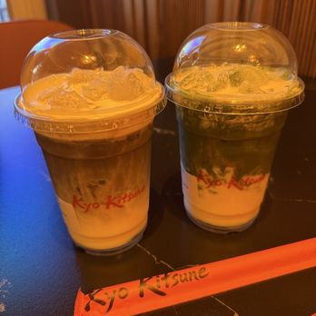 Kyo Kitsune - Hojicha and matcha cream latte - Bubble Tea Near Me - Las Vegas, Nevada Kyo Kitsune - Hojicha and matcha cream latte - Bubble Tea Near Me - Las Vegas, Nevada