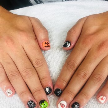 Pinks Nail Spa - Halloween nails with gel and stickers. - Nail Salons Near Me - Los Angeles, California Pinks Nail Spa - Halloween nails with gel and stickers. - Nail Salons Near Me - Los Angeles, California