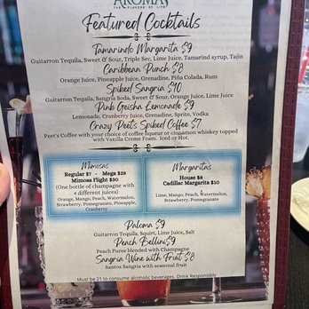 Aromas - Drink menu - Buffets Near Me - Fresno, California
