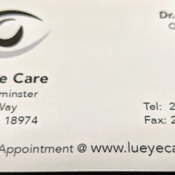 Lu Eye Care - Business Card