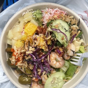 Poke Xpress - 3 scoops of protein with salmon, shrimp, spicy tuna. All veggies & crab too! - Poke Near Me - Pearland, Texas Poke Xpress - 3 scoops of protein with salmon, shrimp, spicy tuna. All veggies & crab too! - Poke Near Me - Pearland, Texas