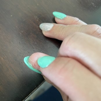 H2O Nails Spa - This was coming home after this manicure. You can see the cut and the glue - Nail Salons Near Me - Monrovia, California