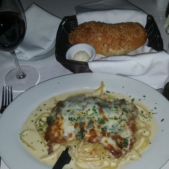 Grape Vine Cafe - chicken parmesan florentine w fettuccini alfredo and roll of cheese bread and butter. I never smiled more while I was eating lol - Wine Bars Near Me - Las Vegas, Nevada Grape Vine Cafe - chicken parmesan florentine w fettuccini alfredo and roll of cheese bread and butter. I never smiled more while I was eating lol - Wine Bars Near Me - Las Vegas, Nevada
